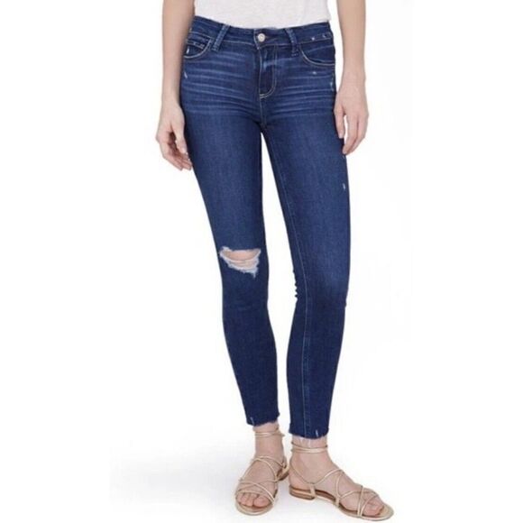 Paige Denim - Paige Women’s Verdugo Ankle Aylah Destructed Tuned In Raw Hem Jeans Size 31